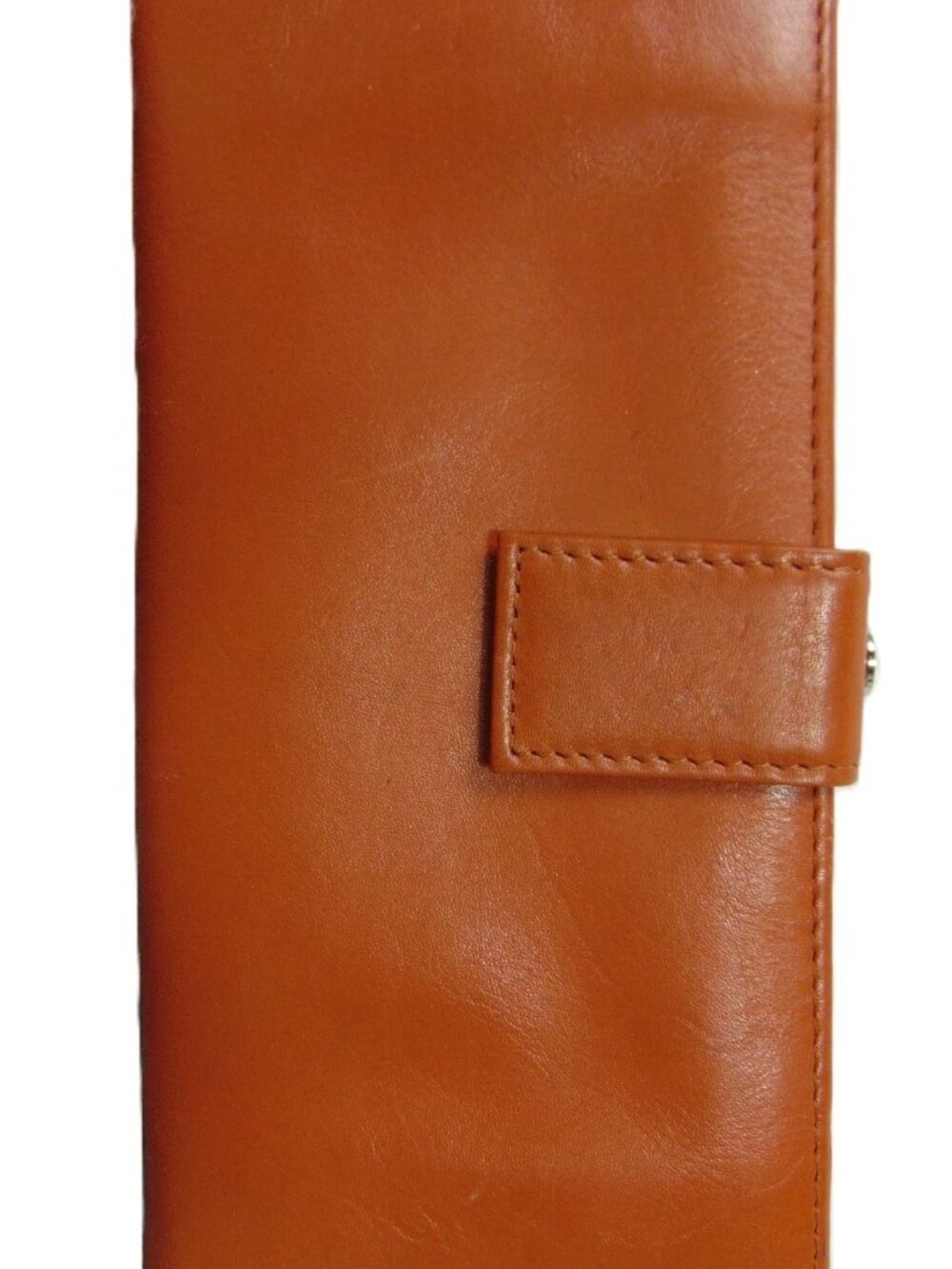 HOBO International Cognac Leather Kisslock Frame Clutch Wallet Houndstooth Lined